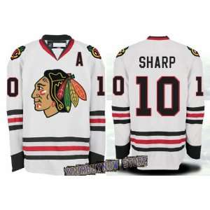  Sharp #10 Chicago Blackhawks White Jersey Hockey Jerseys (Logos 