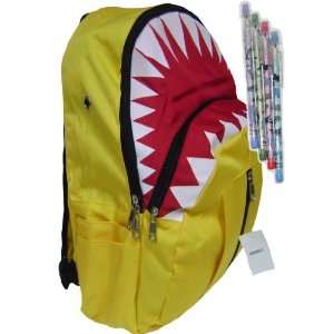 School Shark Yellow Backpack Bonus Mechanical Pencils 