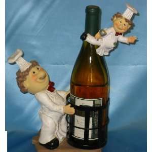 Fat French Italian Chefs   Wine Bottle Holder 