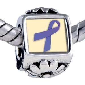  Pandora Style Bead Periwinkle Ribbon Awareness Beads Fits 