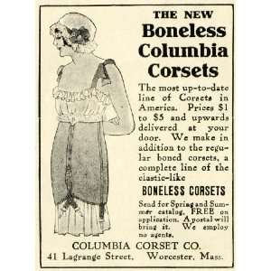  1914 Ad Boneless Columbia Corsets Victorian Fashion 