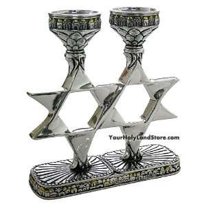  Jewish Shabbat Jerusalem Candlesticks with Stars of David 
