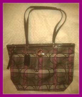 Tartan Plaid Coach 17712 SIS Tote Bag New Authentic Handbag Pink Multi 