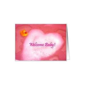  Invitation for Girl Baby shower, pink bubble heart with 