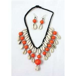  Cowrie Shell Jewelry Set   Orange 