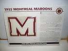 1935 MONTREAL MAROONS PATCH WITH STATISTICS