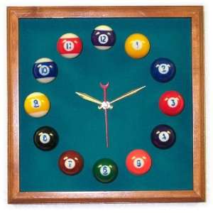   Square Billiard Clock Mahogany & Std Green Mali Felt