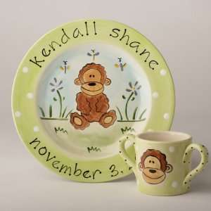  personalized monkey baby plate