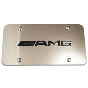 Mercedes Benz AMG Black Logo Mirrored Finish Stainless Steel Front 