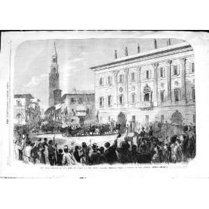   1866 Arrival King Italy Royal Palace Cremona Old Print