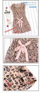 Sweet Girls Elastic Scrawl Floral Print Casual Tunic Mini Dress With 