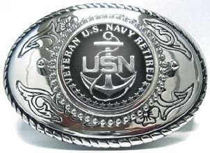 Veteran U S Navy Retired Belt Buckle CPO Anchor USN US  