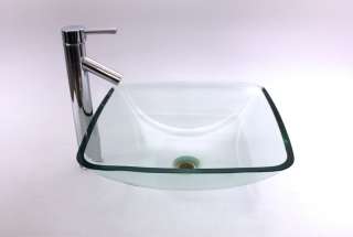 New Double layer Bathroom Clear Tempered Glass Vessel Sink Tropical 