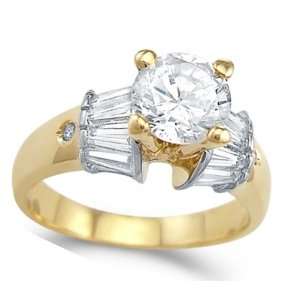 CZ Engagement Ring 14k Yellow Gold Bridal Cubic Zirconia (1.50 Carat 