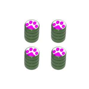  Paw Print Pink   Tire Rim Valve Stem Caps   Green 