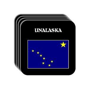 US State Flag   UNALASKA, Alaska (AK) Set of 4 Mini Mousepad Coasters