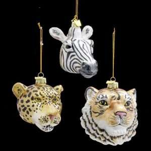 Pack of 6 Noble Gems Glass Zebra, Leopard, and Tiger Head 