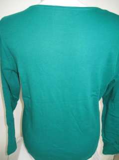 NWOT Coldwater Creek Long Sleeve Boat Neck Top Green 1X  