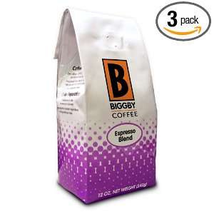 BIGGBY Ground Espresso, 12 Ounce Bags (Pack of 3)  Grocery 