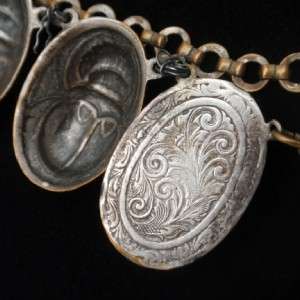 Scarab Set Necklace Bracelet Vintage Brass & Glass Egyptian Revival 