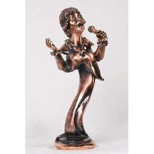  12 inch Copper Curly Haired Lady Singer With Microphone 