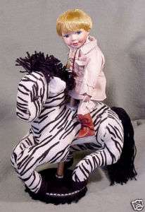 New~Crowne Porcelain Doll~Safari Mike & Carousel Zebra  
