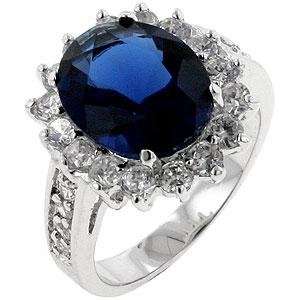   Inspired   Sterling Silver Deep Blue Sapphire CZ Ring   5 Jewelry