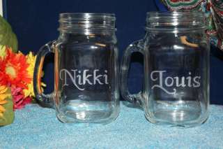 Personalized Glass Mason Jar Drinking Mugs  