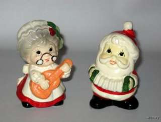 Vintage Musical Mr & Mrs Santa Salt / Pepper Shakers  