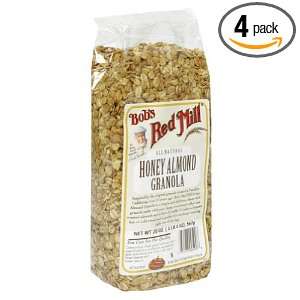 Bobs Red Mill Cereal Honey Almond Granola, 18 ounces (Pack of4 