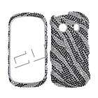 For Samsung Seek M350 Diamond Bling Case Cover  Black Silver Zebra 