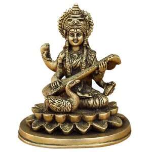   Religious Statues of Hindu Goddess Sarasvati in Brass