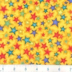  45 Wide Dash Allowver Stars Yellow Fabric By The Yard 