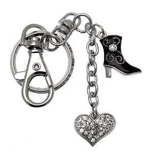  Acosta Jewellery   Crystal Heart Cowboy Boot   Bag Charm 