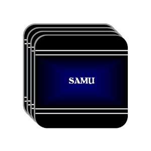 Personal Name Gift   SAMU Set of 4 Mini Mousepad Coasters (black 