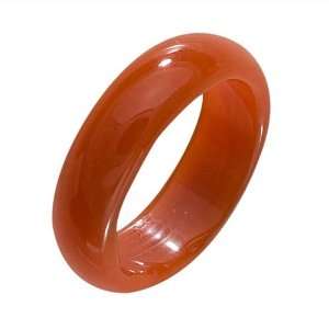  Real Red Orange Agate Gemstone Ring Band Size 7   7 1/2 (1 