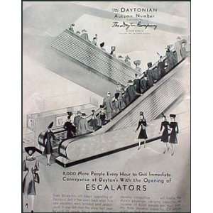  1941 Dayton Escalator Ad Black & White Art Deco Department Store 