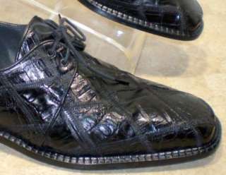 Mens David Eden Black Patchwork Alligator Shoes size 10.5 M Lace Up 