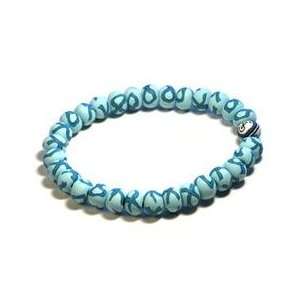  All Teal Ribbon Small Bead Bracelet with All Clay 