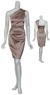 DAVID MEISTER Sleek One Shoulder Ruched Eve Dress 4 NEW  
