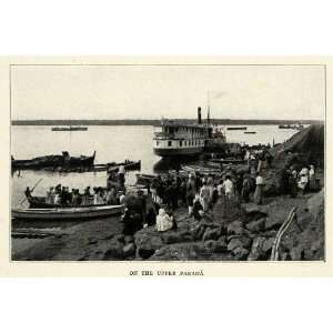  1917 Print Argentina Parana River Steamboat Crowd Bank 