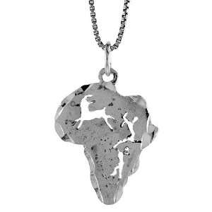   /16 in. (24mm) Tall Continent of Africa Pendant (w/ 18 Silver Chain