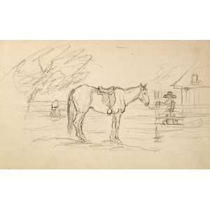   Oil Reproduction   John Ottis Adams   24 x 14 inches   Saddled Horse