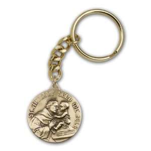 Gold St. Anthony Keychain   Engravable 