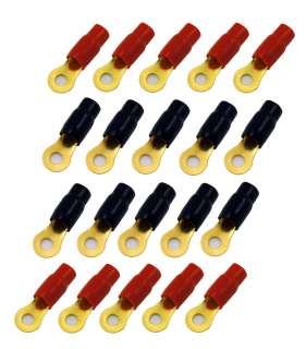 20 Pack 1/0 Gauge Wire Crimp Cable Ring Terminals Connector Red Black 