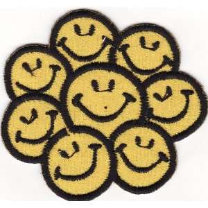   Smiley Happy Face Embroidered Iron on Patch S44 Arts, Crafts & Sewing