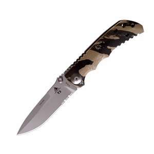  Lone Wolf Knives   Harsey T3, Camo Nylon Handle, ComboEdge 