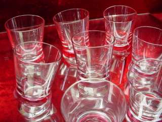   1950s 8 Lot PINK GLASS HULA SHOT GLASSES Rolling ROUND BOTTOMS Crystal