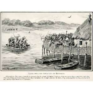  1909 Print Pict Lake Village Brythons Tribe Battle Archer 