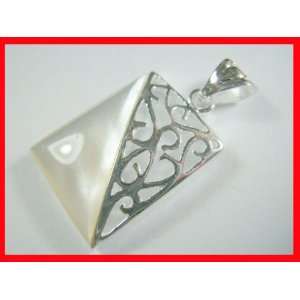  Mother of Pearl Sterling Silver Filagree Pendant #2852 